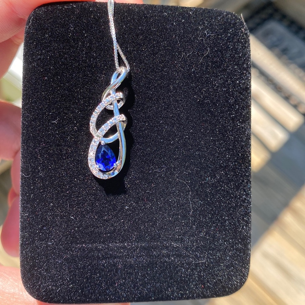 New -Blue & White Lab-Created Sapphire Necklace Sterling Silver - Kay Jewelers